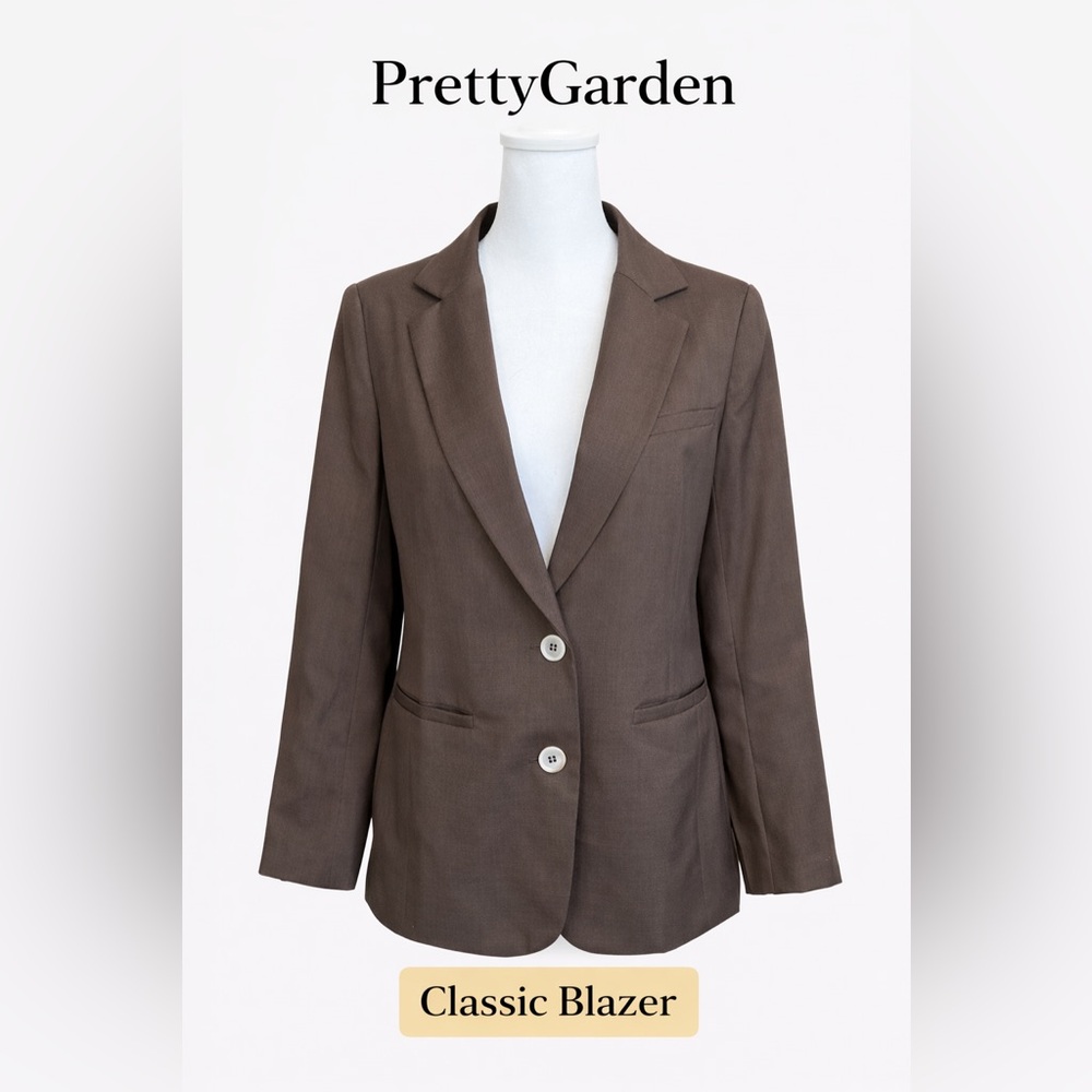PrettyGarden Chocolate Brown Women's Blazer Jacket Dark Academia Preppy